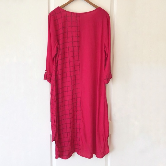 Max Pink with Grey 100% Rayon Kurta, XL - Picture 6 of 16